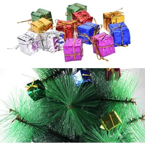 12X Shinny Gift Boxes Multi-colour Package Party Christmas Tree Hanging Decor Xmas Ornament Decoration