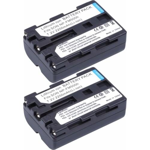 2Pcs Probty NP-FM500h NP FM500h Battery for Sony Alpha SLT A57 A58 A65 A77 A77V A99 A350 A450 A500 A550 A700 A850 A900 CLM-V55