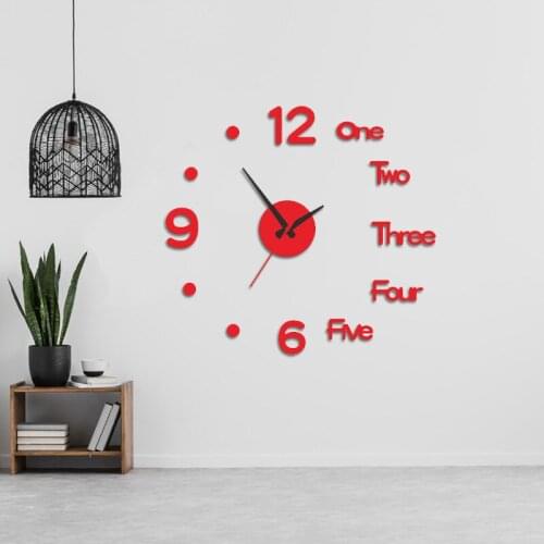 2021 Hot Sale Creative Nordic Simple Fashion Acrylic 3D Wall Clock DIY Clock Mute Wall Sticker Clock 50CM