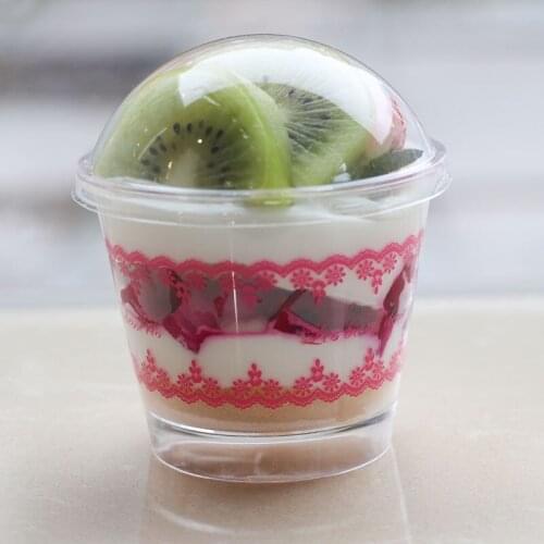 50pcs Creative dessert cake thick plastic cups 140ml small disposable pudding jelly ice cream takeaway packaging cups with lid