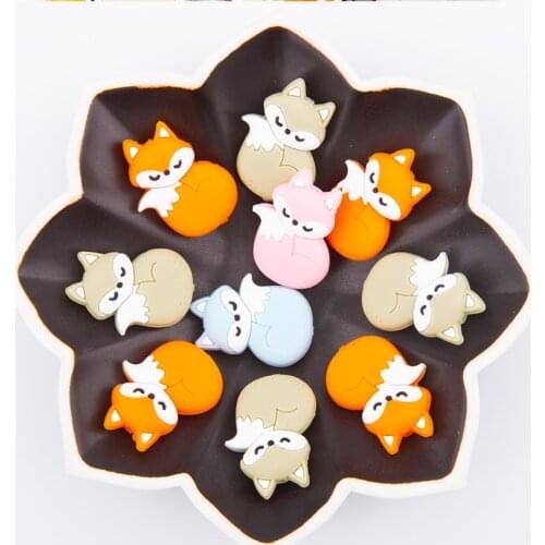 3PC Baby Silicone Teether Bead Fox Rodent Teething DIY Nursing Bracelets Gift Food Grade Perle Silicone Pacifier Clip Chain Toys