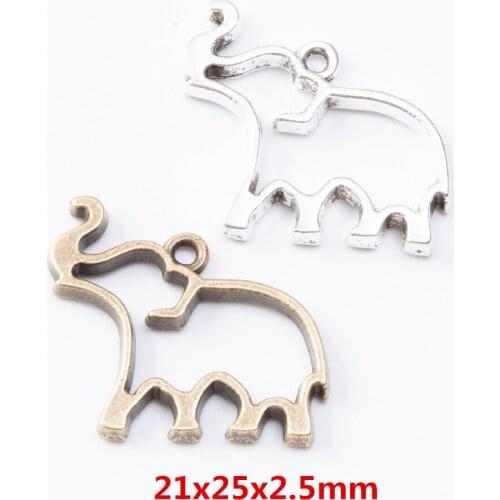 35 pieces of retro metal zinc alloy elephant pendant for DIY handmade jewelry necklace making 7251