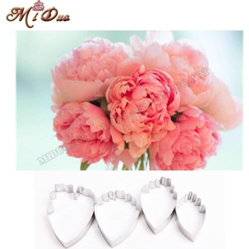 4 Pcs Fondant Cake Decoration Floral petal cutter gum paste flower Cutter Stainless steel peony cutter Set