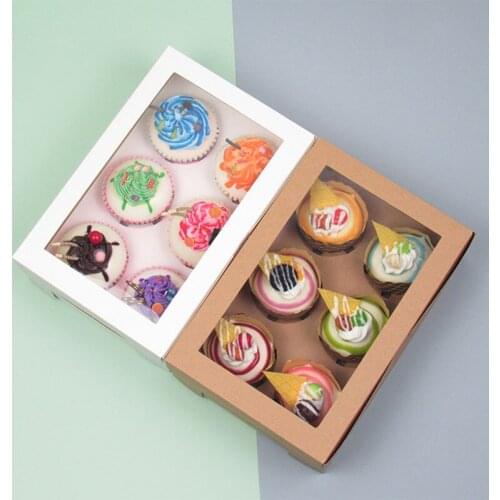 5Pcs Cupcake Box Packaging Boxes with Window Dessert Cake Muffin Dragees Holder Boxes Handmade Baking for Wedding Birthday