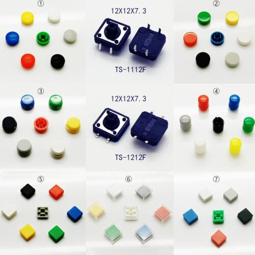 500PCS 12X12mm H=9MM With Square Cap Momentary Tactile 4PIN SMT/DIP Tact Switch Push Button Switch Micro Key Button