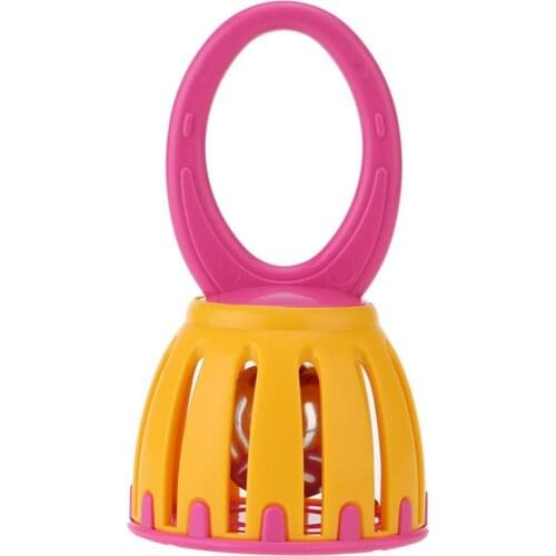 60% Hot Sale Baby Mini Bell Toy Handleds Cage Bell Rattle Percussion Musical Instrument Educational Kids with Handle Baby Rattle
