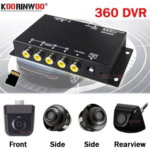 Koorinwoo Dash Car Recorder Camera DVR Split Box Parking 4 Channels Left Right Side Front Rear view camera Reverse For Player AV