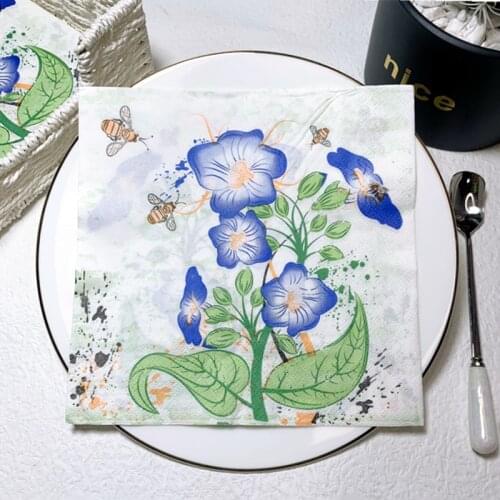 20Pcs/Pack Flower Butterfly Decoupage Paper Napkins Vintage Morning Glory Paper Tissues for Wedding Xmas Party Decor Hot Sale