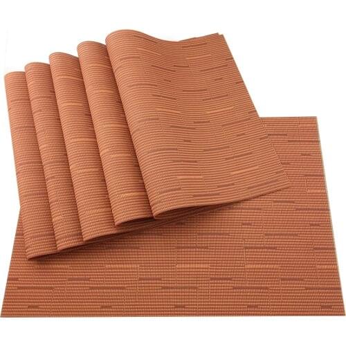Exquisite Placemats for Dining Table Heat Resistant PVC Top Meal Mat Table Mats Natural Place Mats PVC Set of 6 Orange Balck