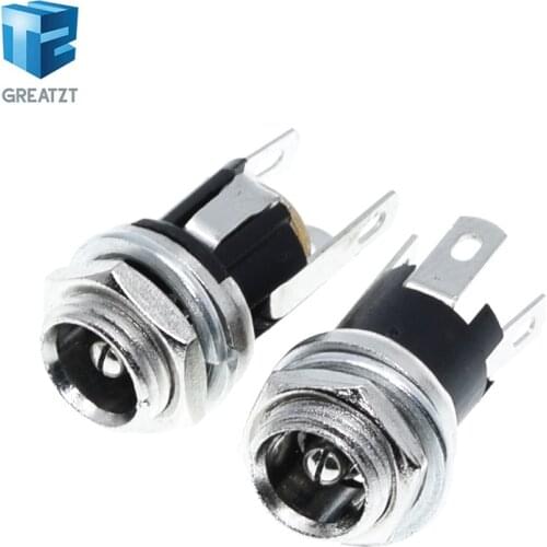 GREATZT 10PCS DC-025m power socket DC-021/025 5.5-2.1MM 5.5 * 2.1 DC socket with nut DC-021M