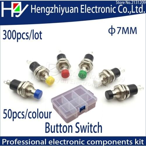 Hzy 300pcs 7mm Momentary On Off Push Button Micro Switch Normally Open NO Momentary Push button Switch Press the reset switch