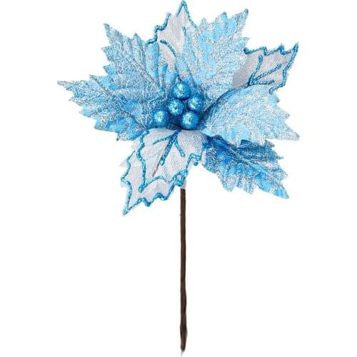 Artificial Flower Hanging Blue Simulation Flower Xmas Tree Party Home Decoration 22cm Christmas Ornaments Pendant