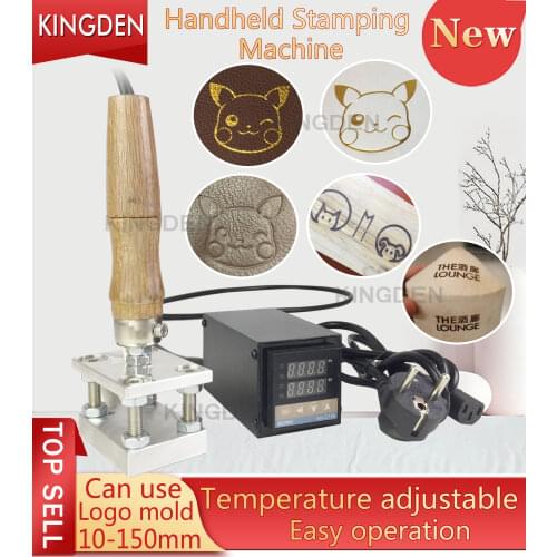 KINGDEN Handheld Leather Wood Paper LOGO Hot Foil Stamping Creasing Embossing Machine Heat Press Machine Branding Iron