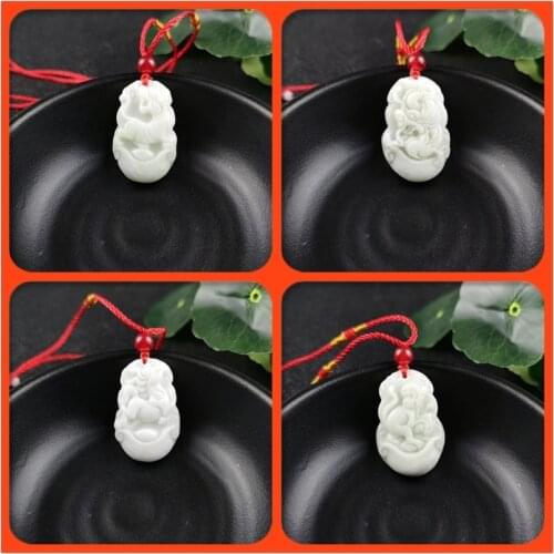 The Chinese Zodiac Carved Jade Pendant Necklace Charm Jewellery Fashion Women Accessories Lucky Amulet Gifts
