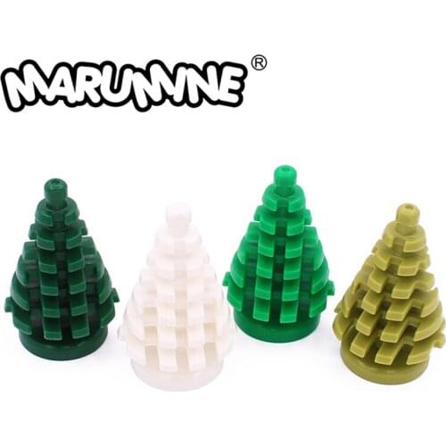 MARUMINE Small Spruce Tree Compatible 2435 City Stalk Grass Flower City Part Classic Bricks Construction Educational Toys