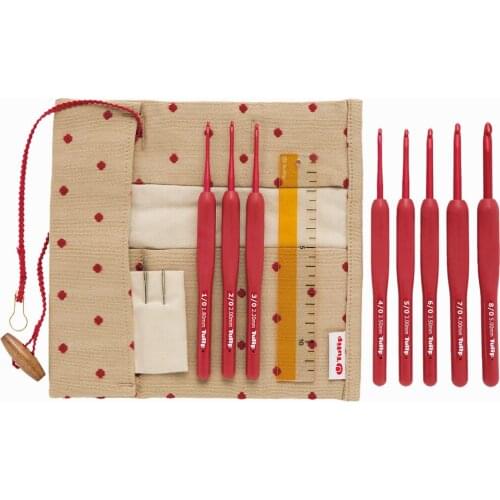 Japan TULIP ETIMO red Crochet hooks with cushion grip 8pieces /set 1 order=1 set