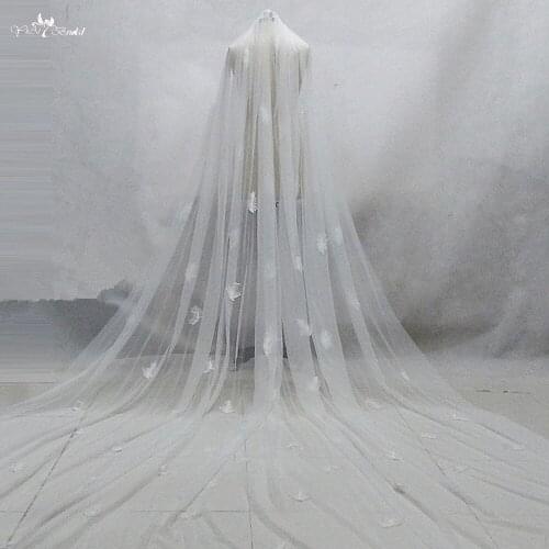 LZP264 Real Picture Simple Feather Wedding Veil Bridal Veils 3*4 Meters Voile Mariage