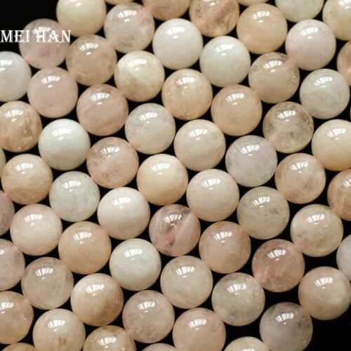Meihan Free Shipping Natural 10mm+-0.2 Msdagascar pink Morganite smooth round beads for jewelry making design