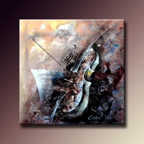 Noah Abstract Hand Painted Oil Paintings Musical Instruments Violin Art Wall Pictures for Living Room Home Decoration Unframed