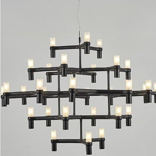 Nordic Postmodern Lighting Black/white/Chrome/Gold 12/30 Heads Aluminum Candle Pendant Light