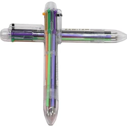 Novel high quality multicolor ballpoint pen multi-function 6 in 1 color stationery creative school supplies2pcs