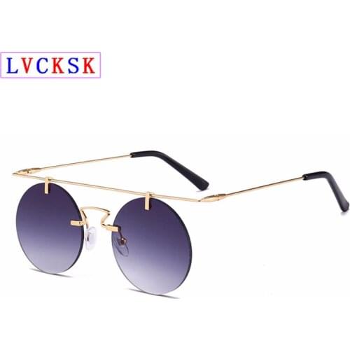 New 2020 Fashion Retro Rimless Sunglasses Steam Punk Personal Style Round Shade Sun Eyeglasses Celebrity Eyewear 5 Color N5