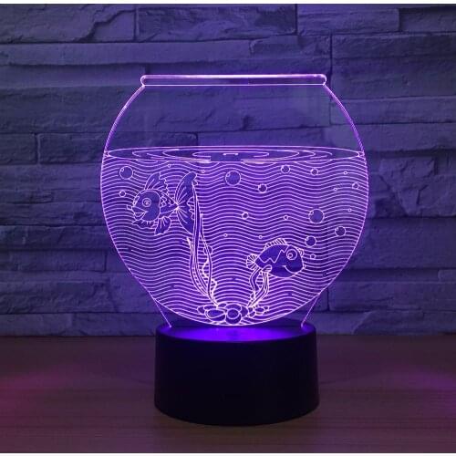 Wholesale Fish Tank Night Lamp Usb Power Supply Touch Creative Seven Color Led 3d Lamp Usb Led Night Light