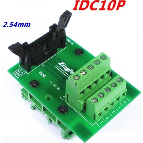 IDC10P male socket to 10P terminal block breakout board adapter PLC Relay terminal station DIN Rail Type