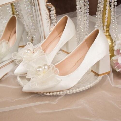 Sexy Pointed Elegant Bow Spring And Autumn Fashion Casual Sets Of Feet Temperament High-Heeled Ladies Single Shoes Wedding Shoes