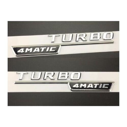 Flat Chrome FOR TURBO 4MATIC Letters Fender Emblem Badge Badges for Mercedes Benz