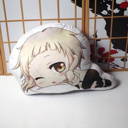 Bungo Stray Dogs Anime Pillow Stuffed Plush Toy Dazai Chuuya Nakajima Atsushi Short Soft Cushion Doll Kids Gift Home Decoration