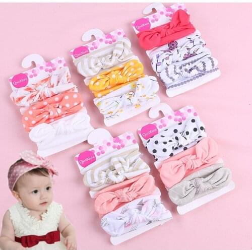 3 Pcs Newborn Bow Knot 5-Color Hair Band Headwear Cotton Girl Hair Accessories Soft Silky Baby Accessories Headband for Children