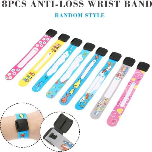 New Arrivals 8pcs PVC Adjustable Bracelet Anti-loss Wrist Band Disposable Identification Child Safety Bracelet