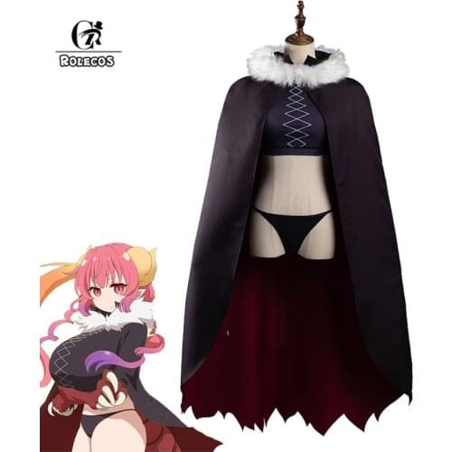 ROLECOS Ilulu Cosplay Costume Anime Miss Kobayashis Dragon Maid Ilulu Bikini Cosplay Costume Sexy Women Uniform Halloween Cloak