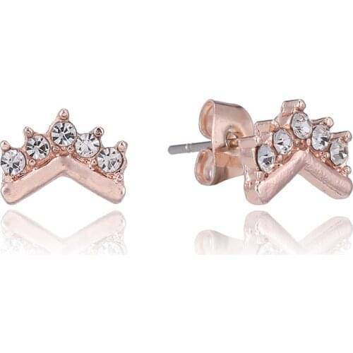 Seialoy Rose Gold Shiny Crown Wishing Bone Earrings For Ladies Women Fine Stud Earrings Jewellery Birthday Gift Anti Allergy
