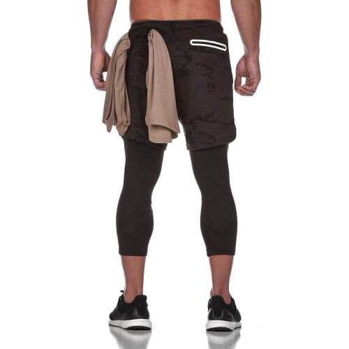 Running Shorts Mens Leggings and shorts 2 in 1 Double layer Gym Fitness Sportswear Short pants Jogger Training Jogging Clothing
