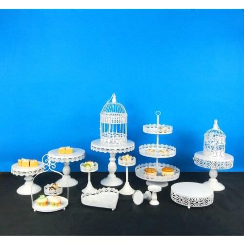 TOBS CUPCAKE STAND WHITE MENTAL CAKE STAND SET WITH LACE EDGE FOR WEDDING BIRTHDAY PARTY AFTERNOON TEA BAKING TOOLS