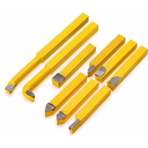 9pcs/Set YW1 Carbide Brazed Tip Tipped Lathe Cutter Tools 8x8mm Shank High Hardness Turning Milling Welding Bit