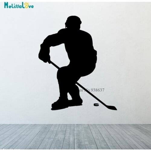 Ice Hockey Player Sport Lover Teen Boy Room Mural Decor Wall Art Vinyl Decal Sticker Home Decoration CL326