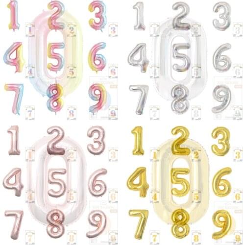 32/40 Inch 22 Colors Number Balloon Big Size Birthday Wedding Party Decorations Aluminum Foil 0-9 Baby Shower Kids Graduation