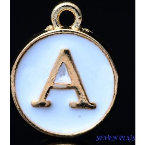 High Quality 10 Pieces/Lot 12mm*14mm Delicate Gold color Double-face White Enamel 26 Letters Alphabet Initial Charms ( T to Z )