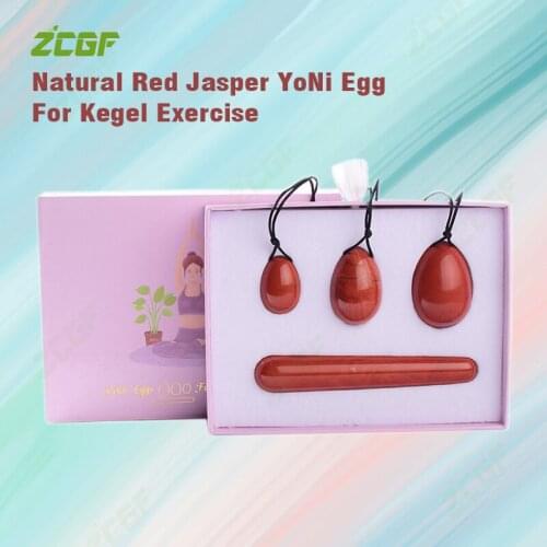 Natural Red Jasper YoNi Egg And Wand Women Pelvic Floor Kegel Exercise Egg Tightening Vaginal Muscle Ben Wa Ball Hygiene Product