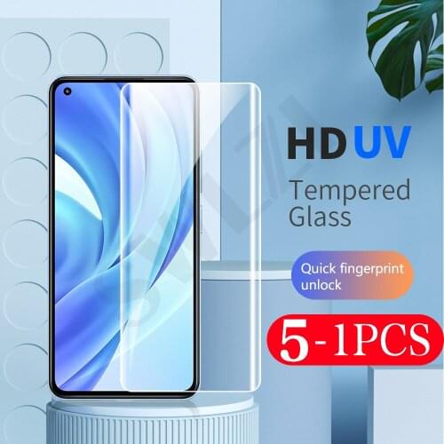 5-1Pcs UV Glass Tempered Glass for Xiaomi Mi 11 Pro 10 Ultra 10S Phone Screen Protector CC9 pro note 10 Lite UV protective film