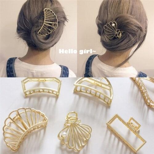 Women Girls Geometric Hair Claw Clip Clamps Metal Hair Crab Moon Shape Hair Clip Hairpin Large Size Hair Accessories Gifts
