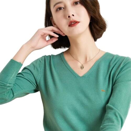 New Brand Summer Women Sweater Cotton Harmont Long Sleeve V-Neck Sweaters Long Sleeve Blaine Embroidery Soft Breathable