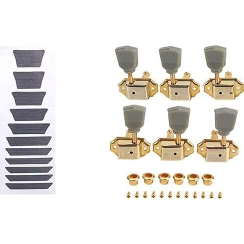 1 Pcs Fretboard Markers Inlay Sticker Decals & 1 Set Bass - Trapezoid 3R3L Vantage Style Electric Guitar Tuning Peg