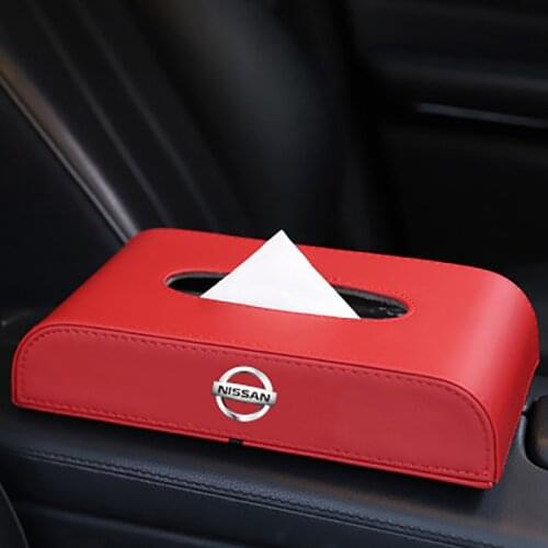 1 pcs New Fashion Car Style PU Quality Tissue Box For NISMO Nissans Tiida Teana Skyline Juke X-trail Almera Qashqai Accessories