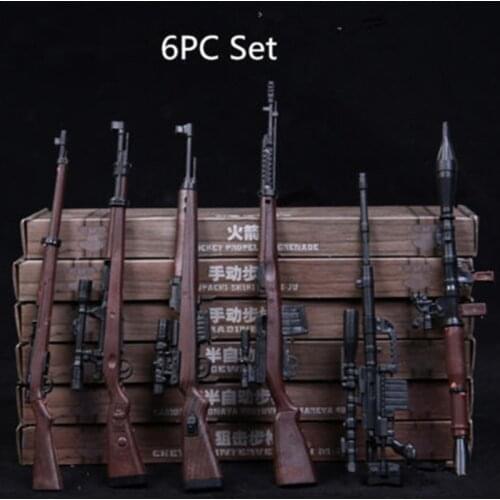 6Pcs/Set 1:6 Soldier Automatic Rifle Sniping Weapon Gun Models 4D RPG M14 Fit For 12inches Action Figures Doll Body Accessories