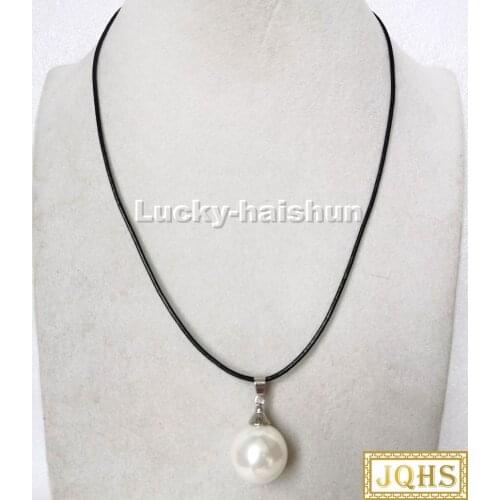 AAA 17" 20mm round white south sea shell pearls pendant necklace c222
