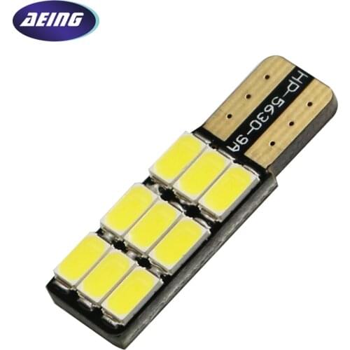 AEING 1*Car T10 W5W 186 194 LED Bulb White NO OBC Canbus Error Free 9SMD Side Door light/License Plate Light/Reading light Lamp